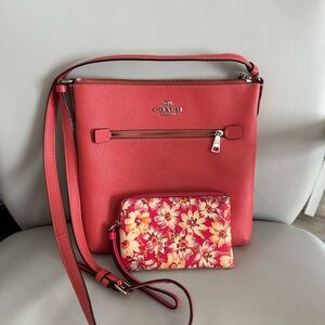 Coach Coral Crossbody Bag with Coach Floral Print Wristlet